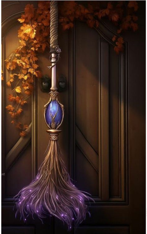 Magic Broom Art, Witchy House, Witch Tools, Witchy Art, Adornos Halloween, Fairy Artwork, Fantasy Props, Halloween Artwork, Magic Aesthetic