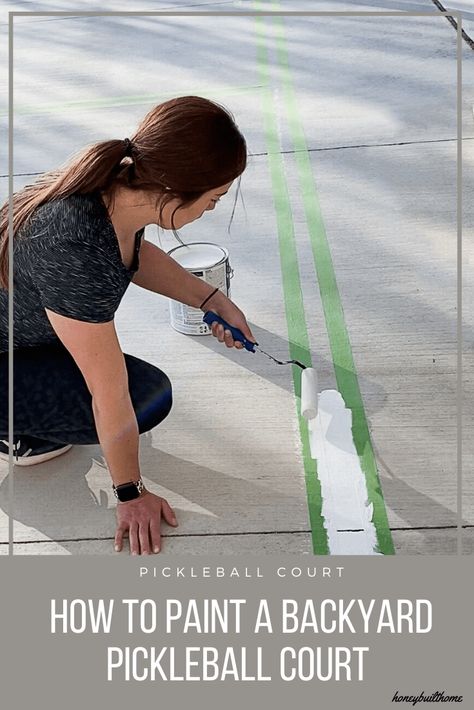 Pickle Ball Court Backyard Diy, Backyard Pickle Ball Court, Pickleball Court Backyard Diy, Concrete Pickle Ball Court, Driveway Pickleball Court, Pickleball Court Backyard, Pickel Ball Court, Pickle Ball Court Backyard, Pickleball Home Court