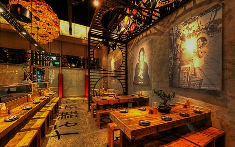 Atisuto Restaurant By Mojo Design Asian Restaurant Design, Restaurant Design Concepts, Japanese Restaurant Interior, Japanese Restaurant Design, Japanese Bar, Tokyo Restaurant, Pub Design, Space Style, Restaurant Concept