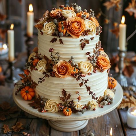 Fall Engagement Cake, Decorating Cheesecake, Autumn Birthday Cake, Dumpling Party, Fall Leaf Cake, Autumn Cake, Thanksgiving Cake, Birthday Cake Decorating Ideas, Stunning Cakes