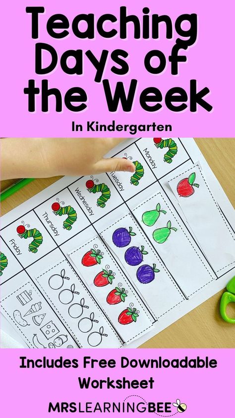 Teaching kindergarten students the days of the week is an essential foundational skill as students develop an understanding of the concept of time and establish daily routines. In this blogpost, we'll be sharing a whole lot of different activities which you can use with young students to help them name and order different days of the week. Keep reading for a variety of free printable worksheets and fun learning activities for learning the days of the week! Learning Days Of The Week Free Printable, Days Of The Week Crafts Preschool, Days Of The Week Free Printables, Days Of The Week Activities Preschool, Days Of The Week Worksheet Preschool, Teaching Days Of The Week, Days Of The Week Printables, Days Of The Week Worksheet, Days Of The Week Activities