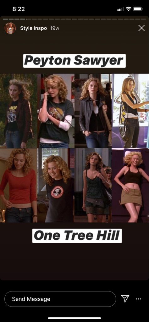 Peyton Sawyer Style, One Tree Hill Peyton Outfits, Peyton Sawyer Outfits, Peyton Sawyer Outfits Season 1, Peyton Sawyer Aesthetic, One Tree Hill Haley Hair, Peyton Sawyer Curly Hair, Peyton Sawyer Hair Season 6, Peyton Sawyer People Always Leave