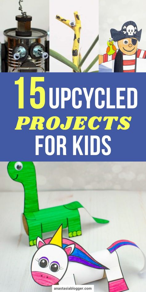 If you and your kids are stuck indoors, here are 15 upcycled and recycled projects for kids to enjoy. Trust me, they are all easy to do! #diycrafts #craftsforkids Upcycling Projects For Kids, Recycling Projects For Kids, Dinosaur Crafts Preschool, Summer Sewing Projects, Non Toy Gifts, Upcycling Projects, Dinosaur Crafts, Toilet Paper Roll Crafts, Paper Roll Crafts