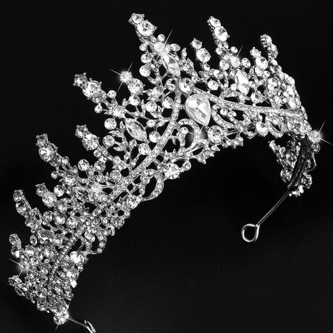 COCIDE Silver Tiara and Crown for Women Crystal Queen Crowns Rhinestone Princess Crowns For Women, Quinceanera Crown, Crown For Women, Crystal Bridal Tiaras, Silver Tiara, Bride Tiara, Beautiful Tiaras, Beautiful Hair Accessories, Fotografi Vintage