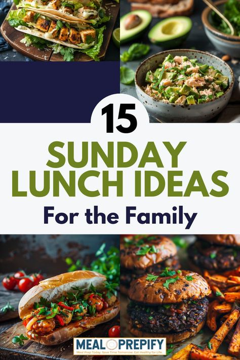 A collage of various Sunday lunch ideas, showcasing a variety of delicious dishes. Lunch Ideas For A Group, Easy Sunday Lunch Ideas, Saturday Lunch Ideas, Easy Sunday Lunch, Sunday Lunch Ideas, Family Around The Table, Family Meal Prep, Meal Prep Recipes, Easy One Pot Meals