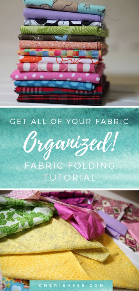 Storing Fabric, Organizing Fabric Scraps, Organizations Ideas, Sewing Supplies Organization, Folding Hacks, Fabric Folds, Crafting Space, Fabric Folding, Sewing Room Storage