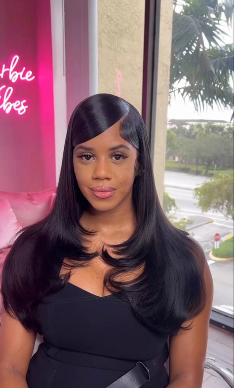 90s Wig Hairstyles For Black Women, Leave Out Hairstyles For Black Women, Bday Hair, Long Weaves, 90’s Hairstyles, Frontal Wig Hairstyles, 360 Frontal, Quick Weave Hairstyles, Hair Techniques