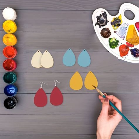 The easiest way to make your own pair of earrings is to start with this DIY earring kit! Teardrop Earrings Diy, Wood Dangle Earrings, Earring Kit, Paint Wood, Diy Charm Bracelet, Earrings Diy, Jewellery Making Materials, Bead Store, Accessories Diy Jewelry