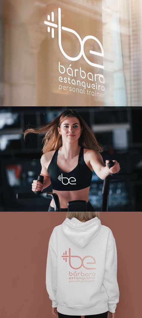 Design de Logótipo e Merchandise para Personal Trainer. Personal Trainer Brand Identity, Gym Branding Design, Fitness Coach Logo, Fitness Logo Inspiration, Sport Logo Branding, Fitness Brand Logo, Personal Trainer Branding, Women Fitness Logo, Logo Academia