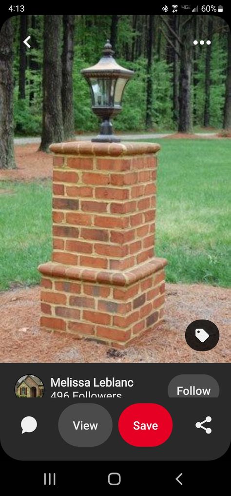 Lime Wash Brick, Brick Pillars, Column Lighting, Brick Columns, Driveway Entrance, Backyard Fireplace, Yard Design, Red Bricks, Driveway