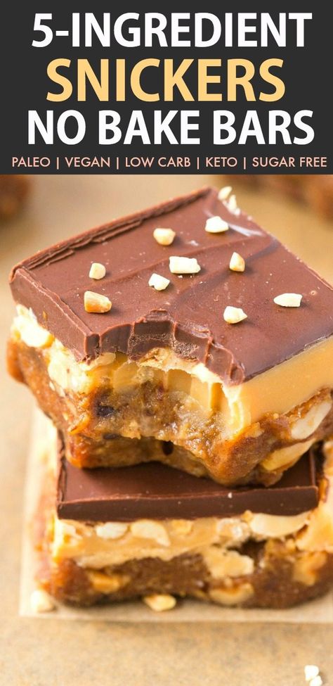 Snickers Bars Recipe, Candy Bar Recipe, Desserts Keto, Snickers Bar, Desserts Vegan, Vegan Sugar, Easy No Bake, No Bake Bars, Keto Cheesecake