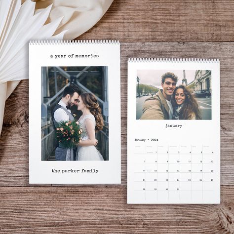 Personalized Calendar Ideas, Calendar Photoshoot, Picture Calendar, Black Typewriter, Custom Photo Calendar, Minimalist Family, Calendar Photo, Modern Calendar, Personalised Calendar