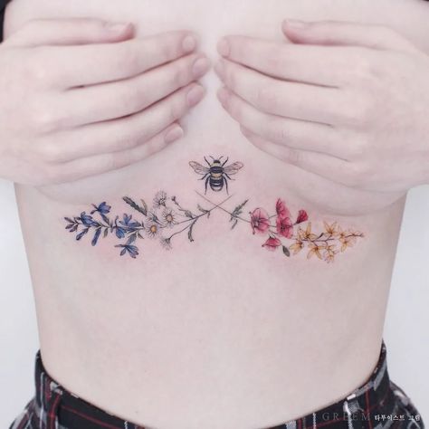 150+ Beautiful Bee Tattoos Designs With Meanings (2023) - TattoosBoyGirl Bumblebee Tattoo, Underboob Tattoo Designs, Bumble Bee Tattoo, Underboob Tattoo, Illustration Tattoo, Initial Tattoo, Tatuaje A Color, Botanical Tattoo, Sternum Tattoo