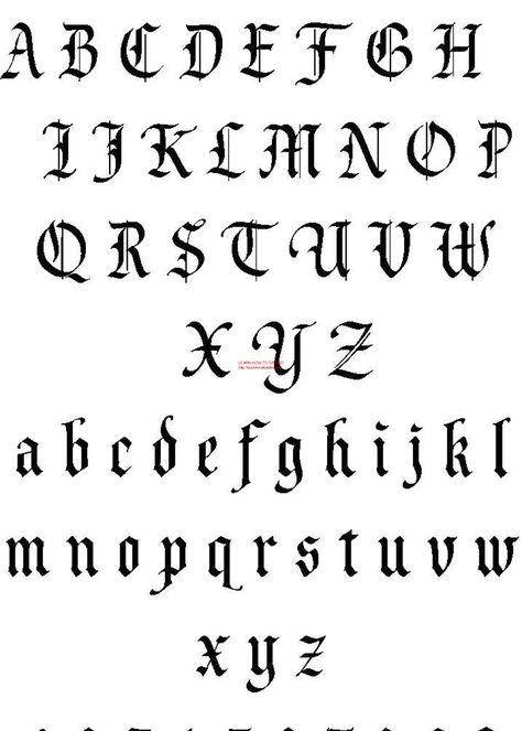 Letting Alphabet, Tato 3d, Tattoo Alphabet, Calligraphy Tattoo Fonts, Old English Alphabet, Tattoo Letters, Tattoo Font For Men, Gothic Calligraphy, Alphabet Designs