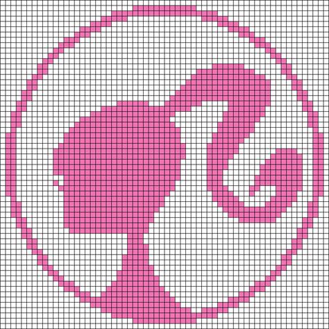 Barbie Grid Pattern, Barbie Tapestry Crochet, Barbie Alpha Pattern, Bratz Cross Stitch, Crochet Bag Alpha Pattern, Logo Wall, Crocheting Ideas, Crochet Inspo, Pixel Pattern