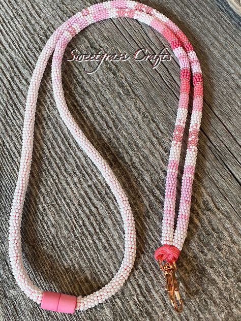 Pink Beaded Lanyards Native American, Pink Beaded Lanyard, Beaded Lanyards Native American, Beaded Lanyard, Beaded Lanyards, Native American Beading, Lanyard, Bead Work, Native American