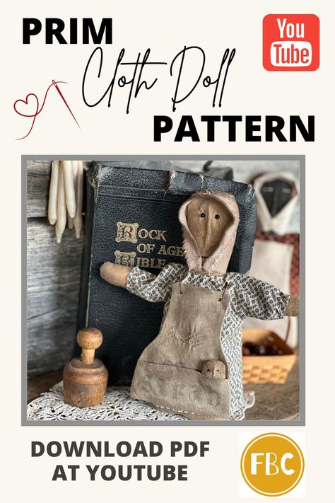 Primitive cloth doll pattern  and tutorial to make. Primitive Doll Patterns Free, Primitive Sewing Patterns, Primitive Dolls Handmade, Cloth Doll Patterns, Cloth Doll Pattern, Primitive Doll Patterns, Doll Patterns Free, Primitive Doll, Doll Clothes Patterns Free