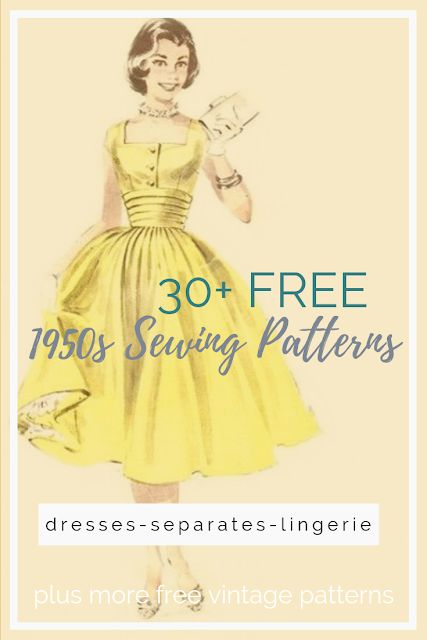 Free Vintage Sewing Patterns Pdf, Vintage Outfits Sewing Patterns, Vintage Pdf Sewing Patterns, Sewing Patterns Vintage Dress, Easy Vintage Dress Pattern, Diy Vintage Dress Pattern, Pinup Sewing Patterns Free, Vintage Patterns Free, 1950s Sewing Patterns Free