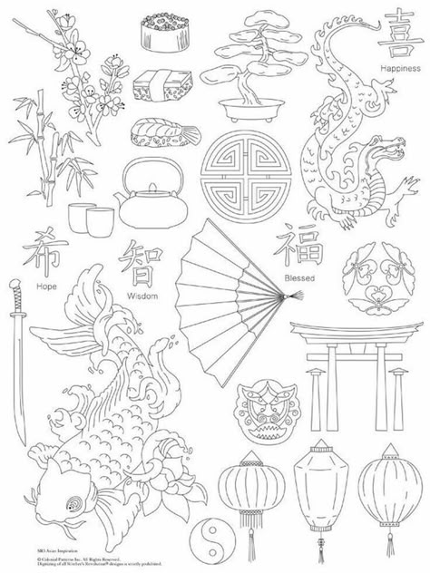 Asian Inspiration, Japan Tattoo, Japon Illustration, Chinese Symbols, Japanese Tattoo Art, Japanese Embroidery, Tattoo Flash Art, Crewel Embroidery, Flash Art