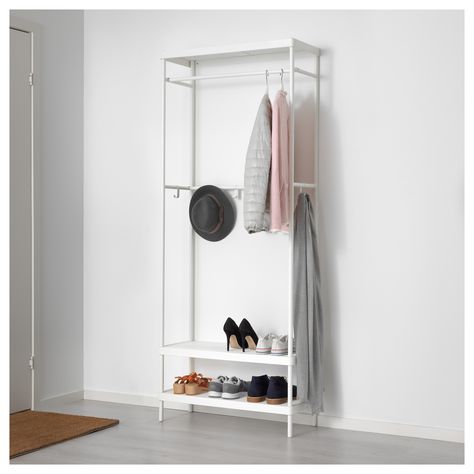 MACKAPÄR Coat rack with shoe storage unit 78x193 cm  - IKEA Ikea Storage Solutions, Ikea Algot, White Coat Rack, Shoe Storage Unit, Small Entryways, Ikea Storage, Clothes Rail, Garment Racks, Coat Stands