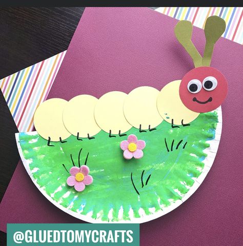 Paper Plate Caterpillar, Spring Insects, Butterfly Crafts Preschool, Spring Crafts Preschool, Summer Preschool Activities, Alphabet Crafts Preschool, Caterpillar Craft, Preschool Fine Motor Activities, Circle Paper