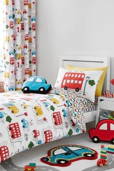 Transport Bedroom, Transportation Bedroom, Childrens Bedding Sets, Toddler Boy Room Decor, Catherine Lansfield, Toddler Boys Room, Single Duvet Cover, Reversible Duvet Covers, Toddler Bedrooms