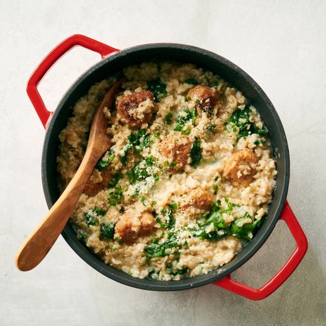 Easy Italian Wedding Risotto | Savory Italian Wedding Risotto, Wedding Risotto, Vegetable Appetizers, Italian Chicken Sausage, Pan Chicken Fajitas, Best Chili Recipe, How To Cook Meatballs, Easy Hacks, Cooked Rice