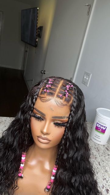 Braid Styles For Lace Front Wigs, Hairstyles For Closure Wig, Halloween Wigs For Women, Styles For Closure Wig, Wig Closure Hairstyles, 5x5 Closure Wig Styles, Ready To Wear Wigs, Wig Braid Hairstyles, 4x4 Lace Closure Wig Styles