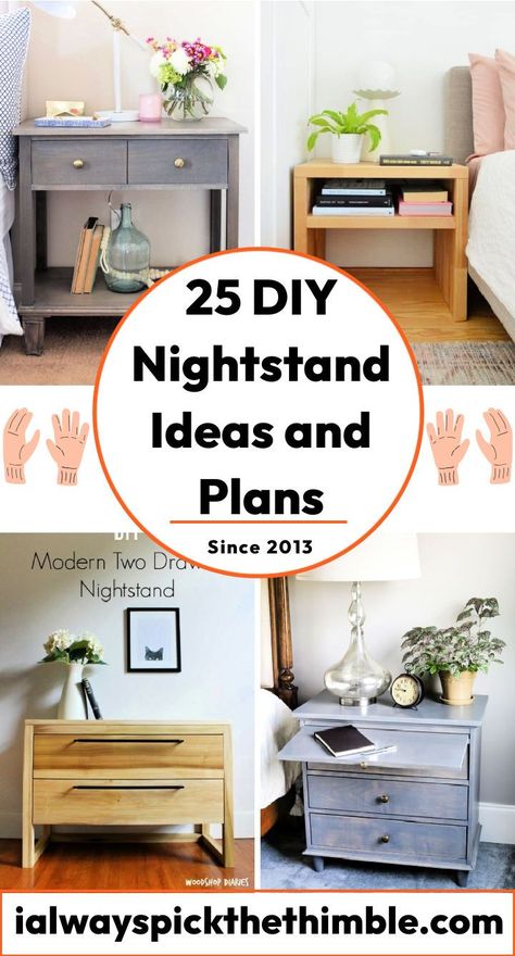 Pallet Nightstand Diy, Diy Bedside Table Easy, Night Stand Ideas Diy, Diy Night Stands, Build A Nightstand, Diy Nightstand Ideas, Diy Nightstand Plans, Diy Night Stand, Diy Bedside Table