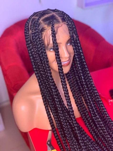 Black box braids made with full lace, check these out🤩 Wigs Hairstyle, Black Box Braids, Twist Braid, Braided Wigs, Twist Braid Hairstyles, Braid Hairstyles, Braids Wig, Twist Braids, Black Box