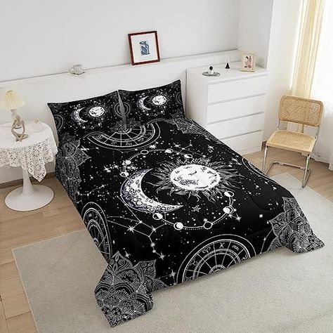 Star Bedding, Witch Room Decor, Full Size Sheets, Pillowcase Pattern, Teen Bedroom Decor, Comforter Cover, Moon Stars, Teen Bedroom, Sun And Moon