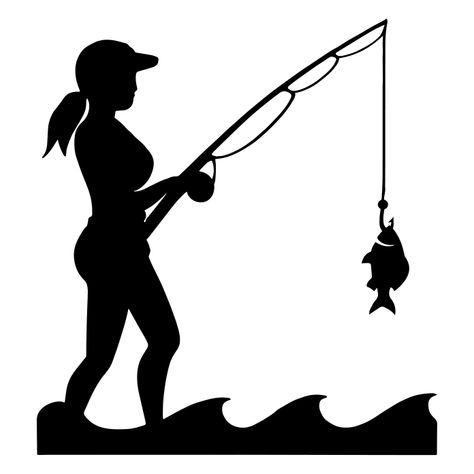 Fishing Silhouette, Fish Silhouette, The Great Outdoors, Fishing, A Woman, Cricut, Fish, Quick Saves