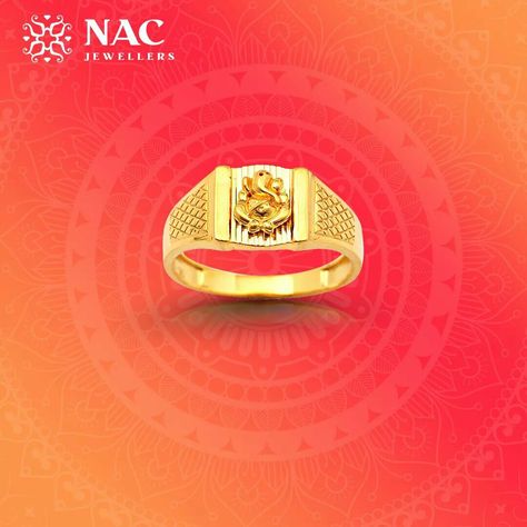 Blessings and beauty come together in this gold ring engraved with Lord Ganesha. Even the elephant headed God would be happy to be displayed thus.  Buy it here: https://goo.gl/Yo9nWQ Ganesha Rings For Men, God Gold Rings For Men, Ganesh Rings For Men, Ganesh Rings For Men Gold, God Rings For Men Gold, Boys Gold Ring, Men's Rings Gold Indian, Gents Gold Ring, Gold Ring Images