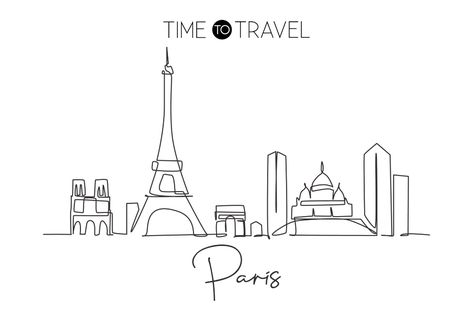 Drawing Paris, One Continuous Line Drawing, World Landscape, Single Line Drawing, City Drawing, Continuous Line Drawing, Line Art Design, Paris City, Single Line