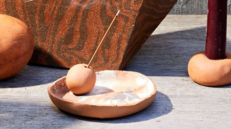 Terra-Cotta Incense Holder | Martha Stewart Whole House Smell Good, Salt Dough Projects, Diy Incense, Diy Incense Holder, Candle Stick Decor, House Smell Good, Natural Air Freshener, Diy Air Dry Clay, Martha Stewart Living