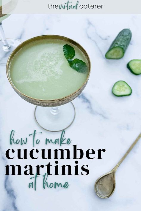 a martini glass filled with cucumber martini garnished with fresh mint on a white m Cucumber Martini Recipe, Cucumber Martini, Martini Recipe, Fresh Mint, Martini Glass, Fall 2024, Like A Pro, Martini, Cucumber