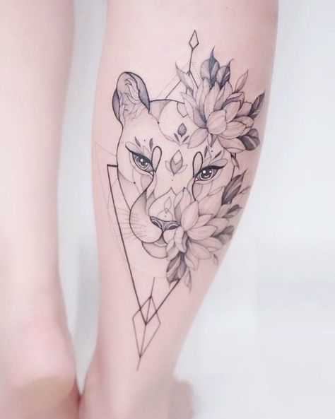 Lioness Tattoo Ideas, Lioness Tattoo Design, Animal Tattoos For Women, Lioness Tattoo, Animal Tattoo Ideas, Mommy Tattoos, Floral Tattoos, Leo Tattoos, Fire Tattoo