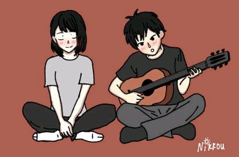 Guitar Doodle, Couples Music, Couples Dp, Music Doodle, Haha Photos, Boy Blurred Pic, Cute Couple Dp, Pose Idea, Cute Couple Drawings