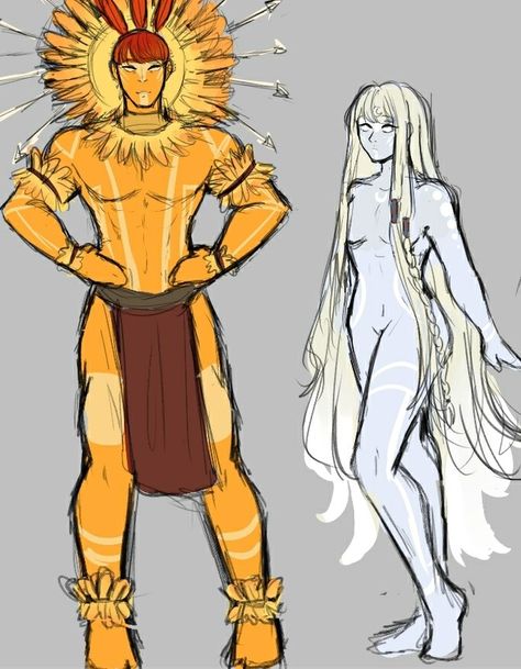 Gods Mythology Art, Sun Inspired Character Design, Monochromatic Character Design, Sun And Moon Personified, Indigenous Oc, Sun God Character Design, Arabic Character Design, Native Oc, God Oc Design