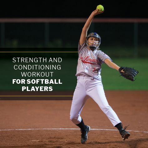 Training softball players? Prioritize injury prevention and performance enhancement with these workout tips. At Home Softball Workouts, Softball Arm Workout, Softball Gym Workouts, Softball Conditioning Workouts, Softball Workouts, Strength And Conditioning Workouts, Softball Drills, Speed Workout, Softball Stuff