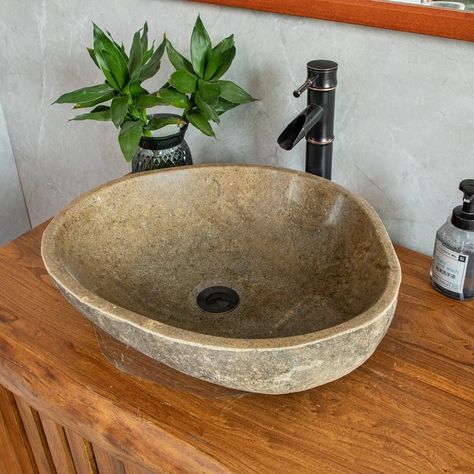 Stone Sinks, River Stone Vessel Sinks, 18-20in Large Model Bathroom Sinks, Natural Sinks, Granite Sinks, Vanity Washbasins. - Etsy UK Bowl Sink Bathroom, Model Bathroom, Granite Sinks, Stone Bathroom Sink, Stone Sinks, Powder Room Sink, Stone Vessel Sinks, Time Stone, Bathroom Model