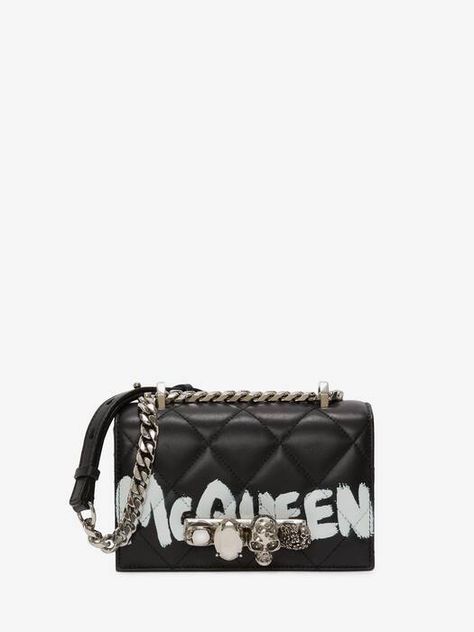 The Jewelled Satchel Bag | Alexander McQueen US Graffiti Bag, Alexander Mcqueen Ring, Leather Jewels, Handbags Luxury, Crossbody Satchel, Ring Handle, Quilted Crossbody Bag, Bag Luxury, Satchel Bag