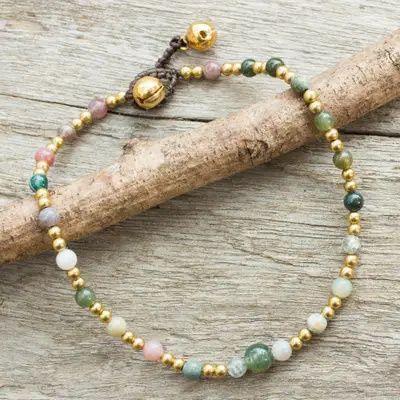 UNICEF Market | Colorful Agate and Brass Handcrafted Anklet - Cheerful Walk | #anklet, #summer, #summercollection, #protectchildren, #supportartisans, #handmadeforlife, #fairtrade, #livelifefair, #fairtradegifts, #alwayshandmade, #ethicallymade, #artisanmade, #ethical, #ethicalfashion, #supporthandmade, #shopfairtrade, #handmadewithlove, #shophandmade, #worldartisans, #globalart, #artisangoods, #globalartisan, #empowerartisans, #UNICEFUSA, #UNICEFMarket Silver Anklet, Diy Jewelry Necklace, Beaded Necklace Diy, Brass Beads, Popular Jewelry, Handmade Brass, Beaded Anklets, Summer Necklace, Bracelet Ideas