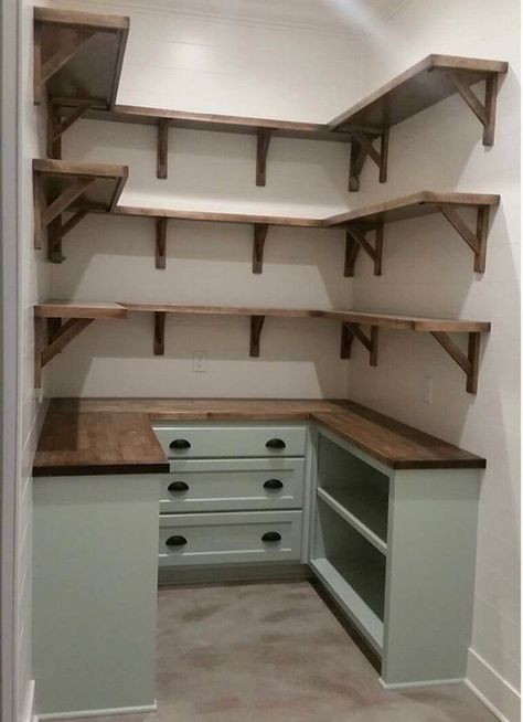 Pantry Layout, Decor Shelves, Farmhouse Pantry, Pantry Room, Pantry Remodel, Pantry Shelving, Kitchen Pantry Design, Pantry Design, Pantry Storage