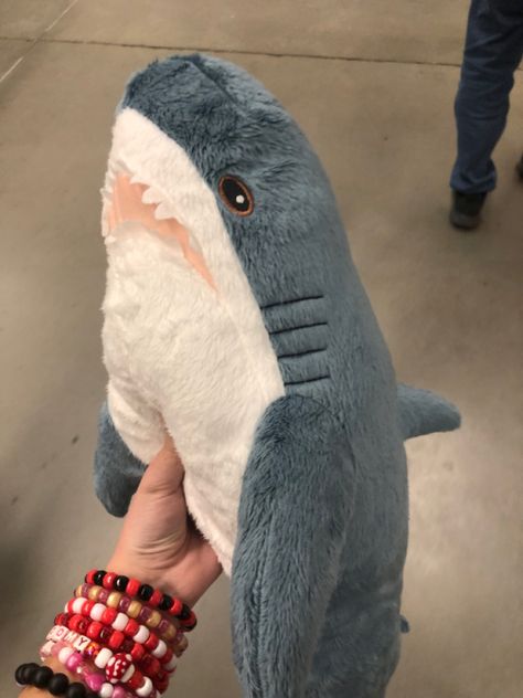 Shark Plushie Ikea, Blahaj Shark Aesthetic, Cute Shark Stuff, Shark Stuffy, Blajah Shark, Shark Things To Buy, Ikea Blahaj, Ikea Stuffed Animal, Shark Teddy