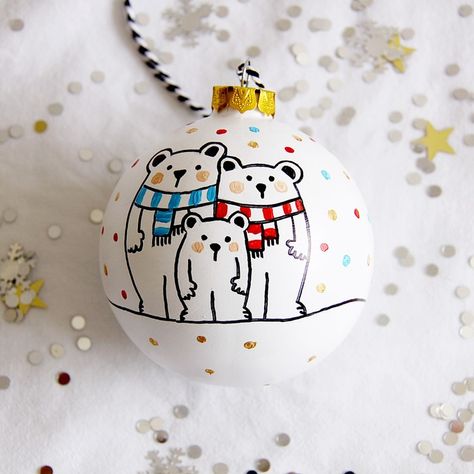 Krafty K Design | Storefront | notonthehighstreet.com Ceramic Baubles, K Design, Goldilocks And The Three Bears, The Three Bears, Xmas Baubles, Three Bears, Cute Presents, Clay Diy Projects, Glass Ball Ornaments