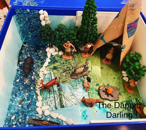 Powhatan Indians 2nd Grade Project, Native American Diorama Projects, Native American Diorama, Indian Diorama, Shoebox Diorama, Native American Art Projects, Diorama Project, Diorama Kids, Native American Projects