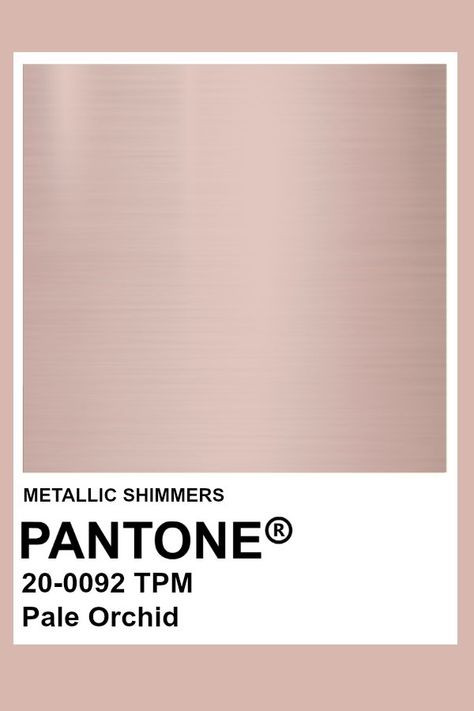 Pale Orchid #Metallic #Pantone #Color Rose Gold Pantone, Metallic Pantone, Brown Pantone, Pantone Color Chart, Kitchen Colour, Satin Chemise, Pantone Colour Palettes, Pink Dusty, Pantone Colors