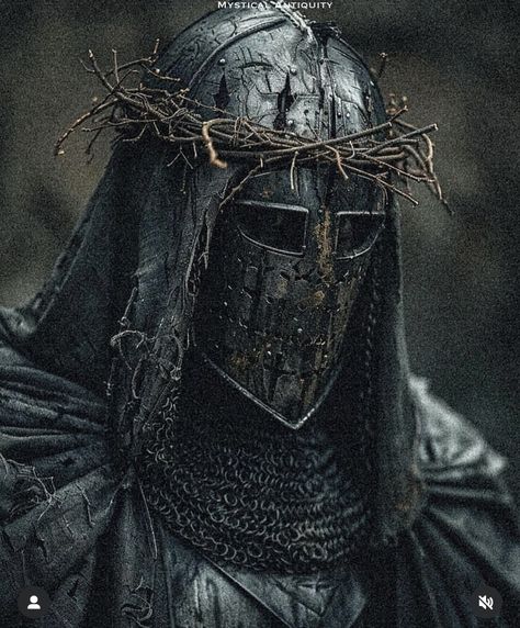 Image Moto, Medieval Aesthetic, Dark Fantasy Artwork, Knights Helmet, Dark Souls Art, Knight Art, Knight Armor, Crown Of Thorns, Dark Art Illustrations