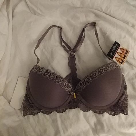 Nwt Lacey Gray Raser Back Padded Underwire Bra In Size 34b. Bra Sets For Women, Cute Bra Sets, Cute Bras Sets, Bras Cute, Victoria Secret Bra And Under Set, Aesthetic Bras, Under Garments For Women, Cute Bras Aesthetic, Push Up Bra Outfit